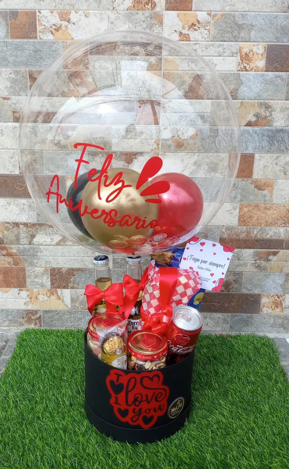 Caja Sorpresa Feliz Aniversario con Globos y Detalles