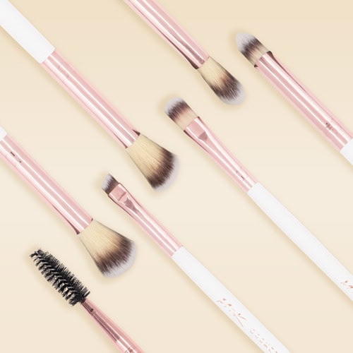 Set de 6 Brochas de Maquillaje Esenciales Rose Gold