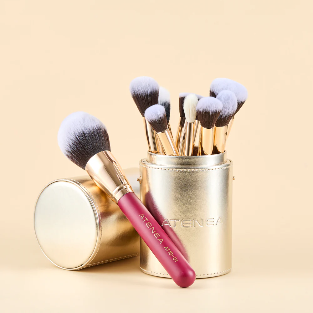 Set de Brochas de Maquillaje Atenea con Estuche Dorado