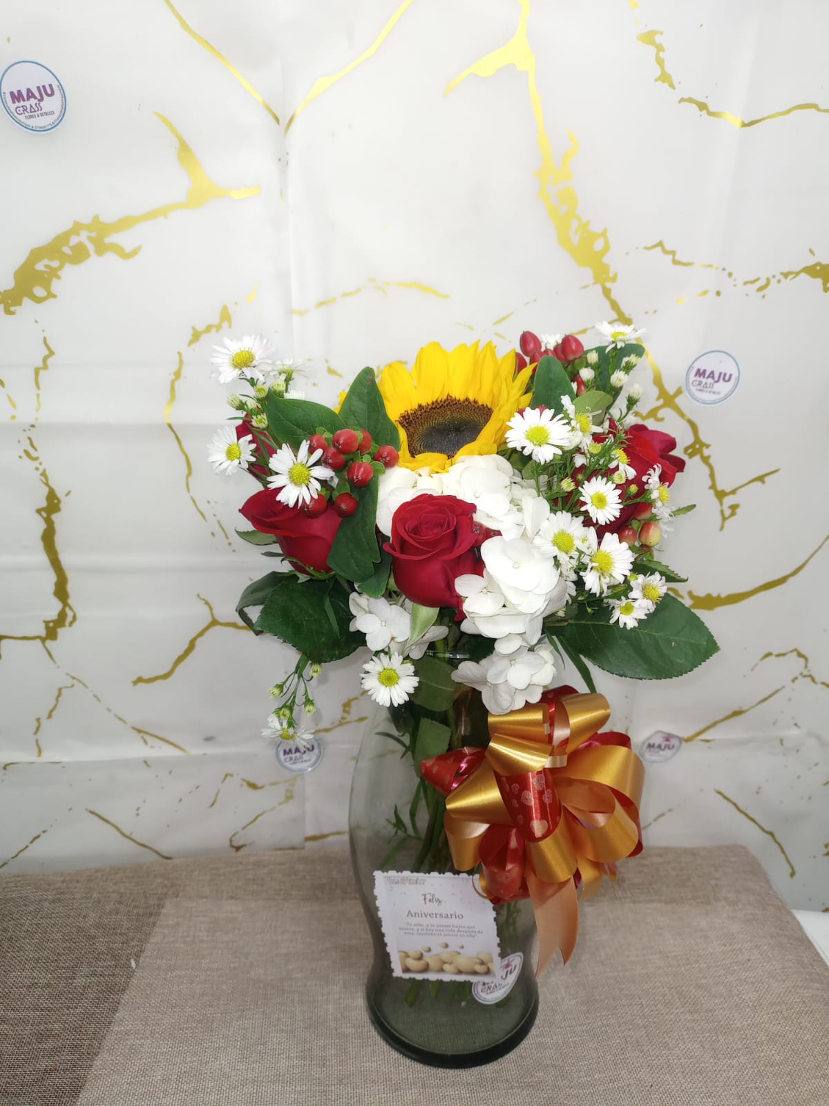 Jarron Girasol y Rosas