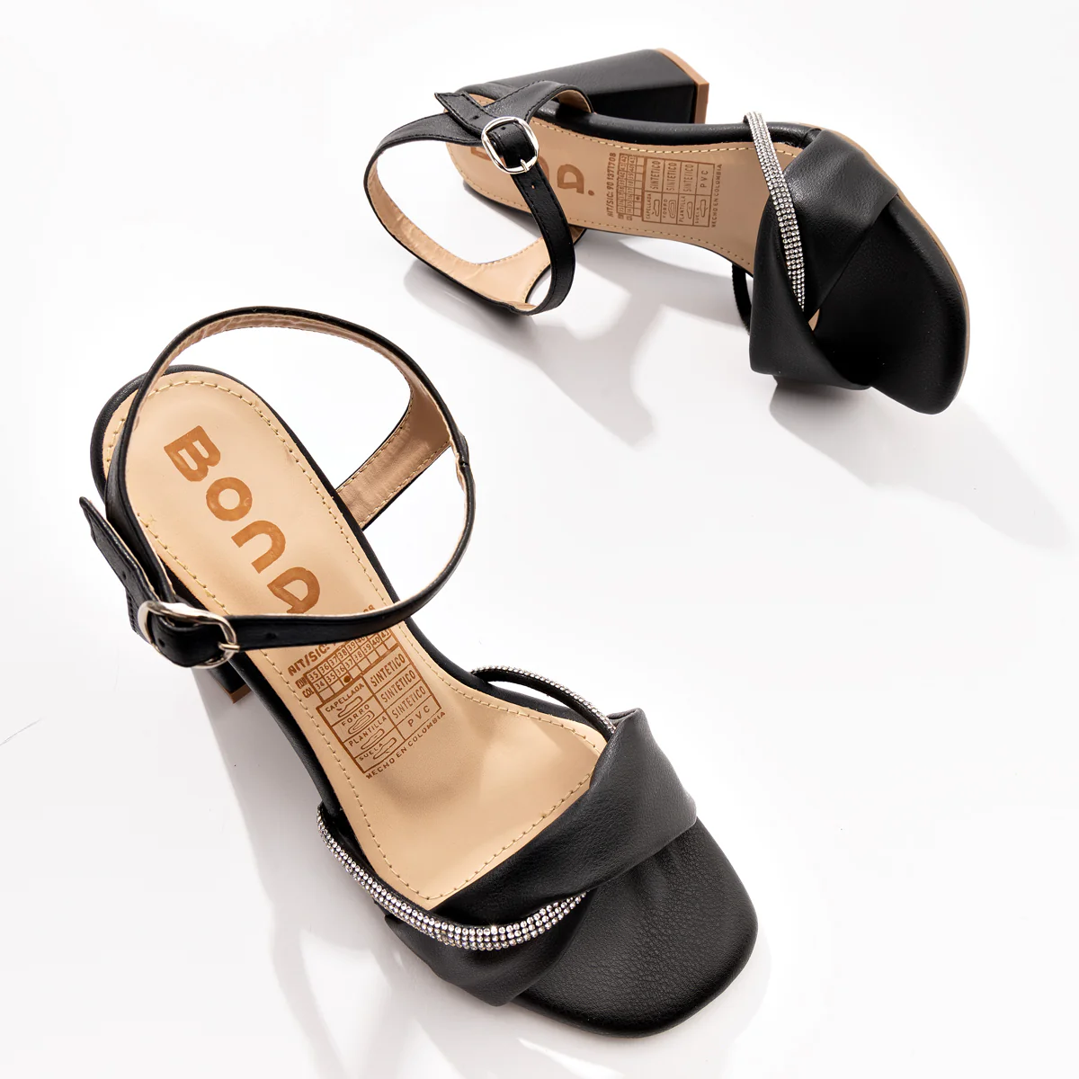 Tacon Negras Bloque con Brillantes 