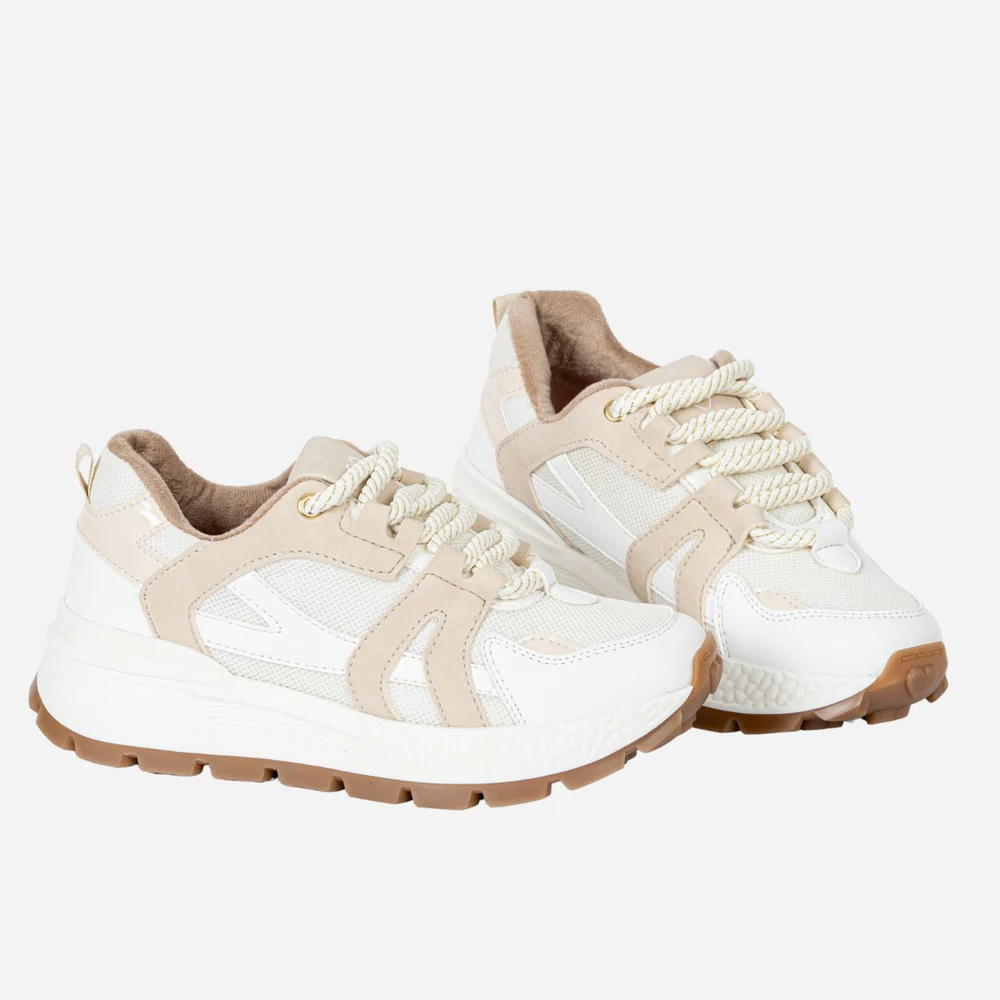 Zapatillas Deportivas Chunky Blancas y Beige