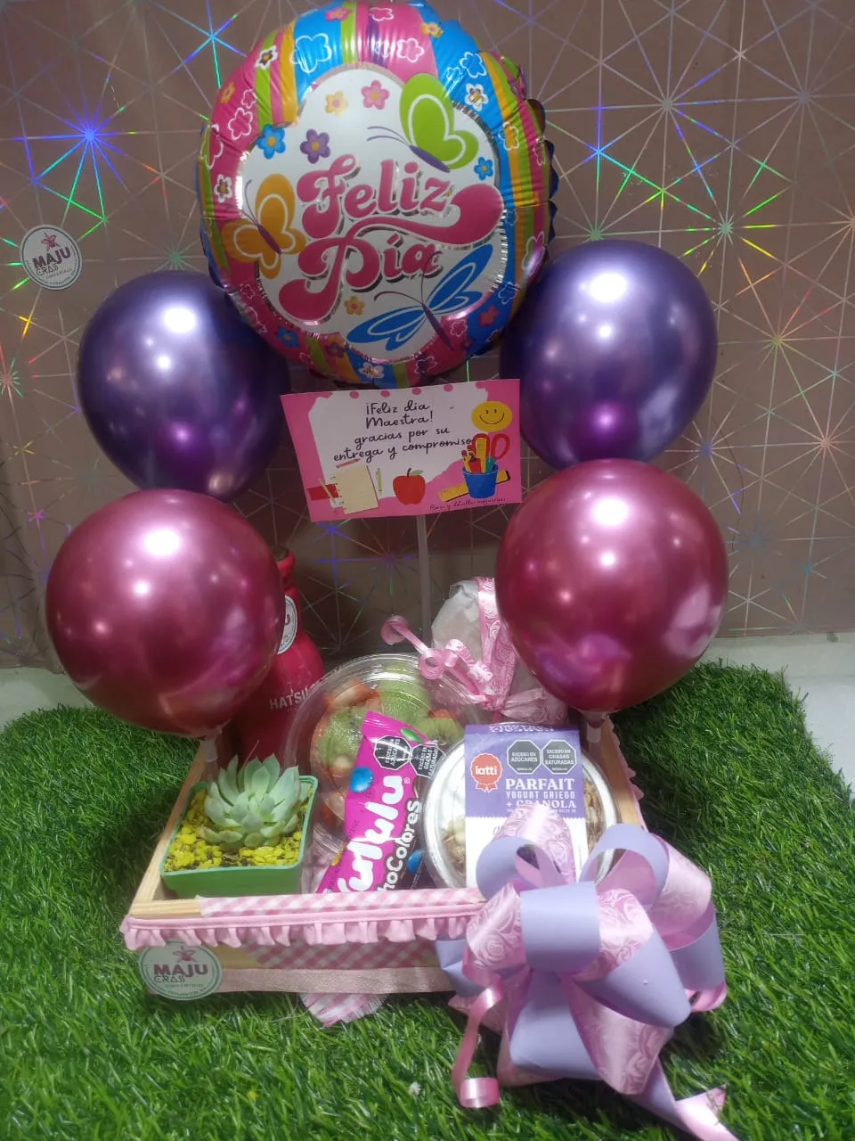 Caja de Regalo 'Feliz Día Maestra' con Dulces y Suculenta