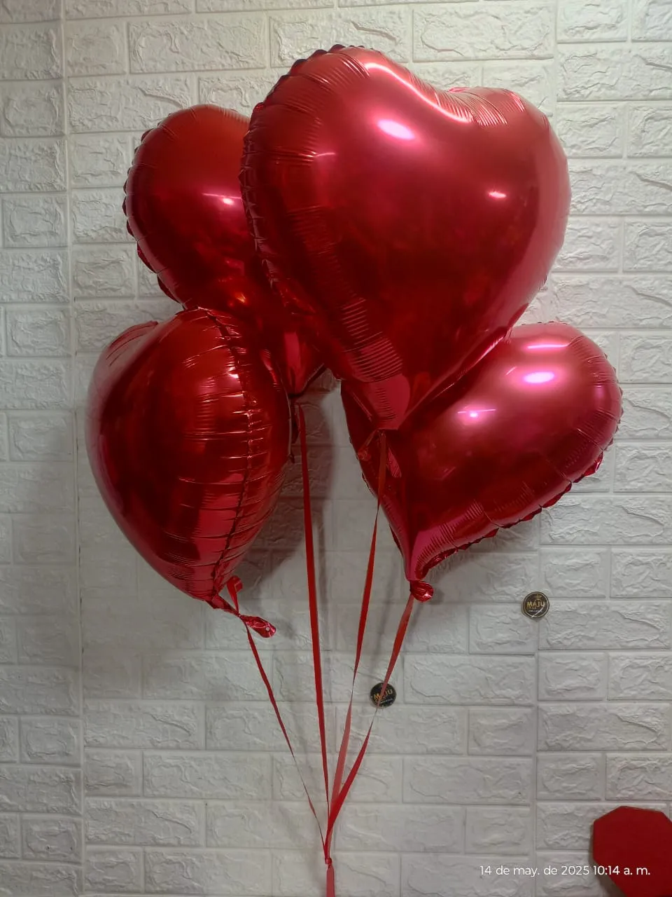 Cuarteto Globos Corazón Rojos