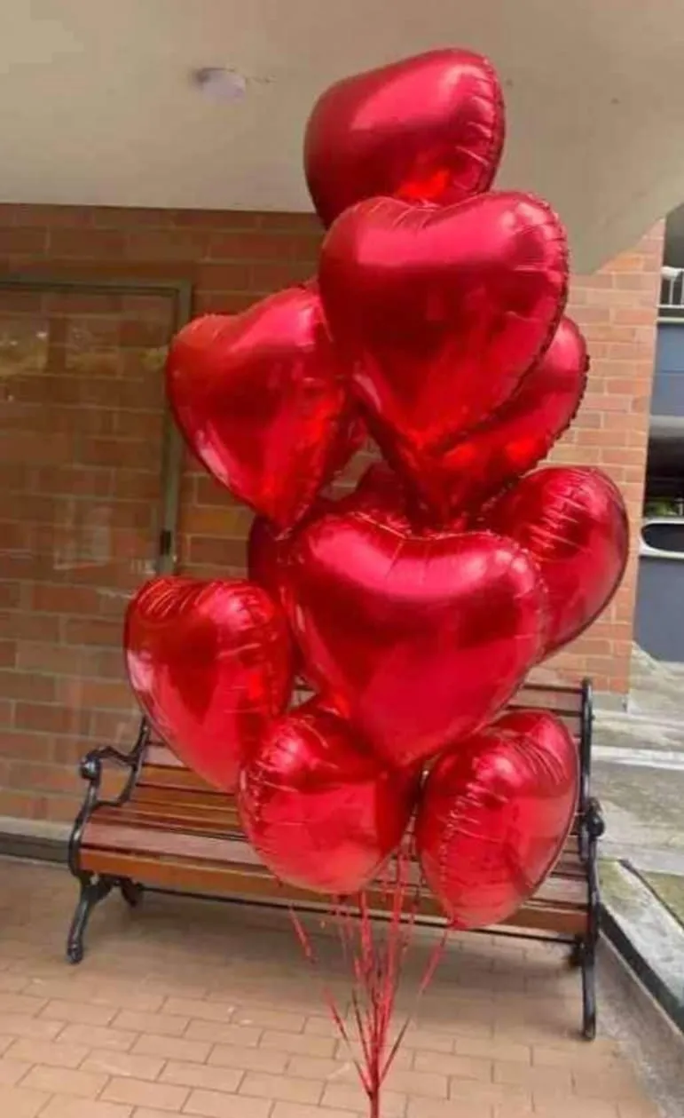 globo helio corazon Rojo Metálico