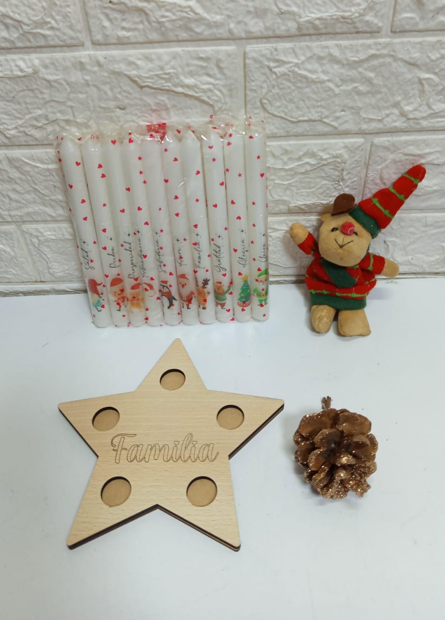 Set por 10 Velas, Base de Estrella 'Familia' 
