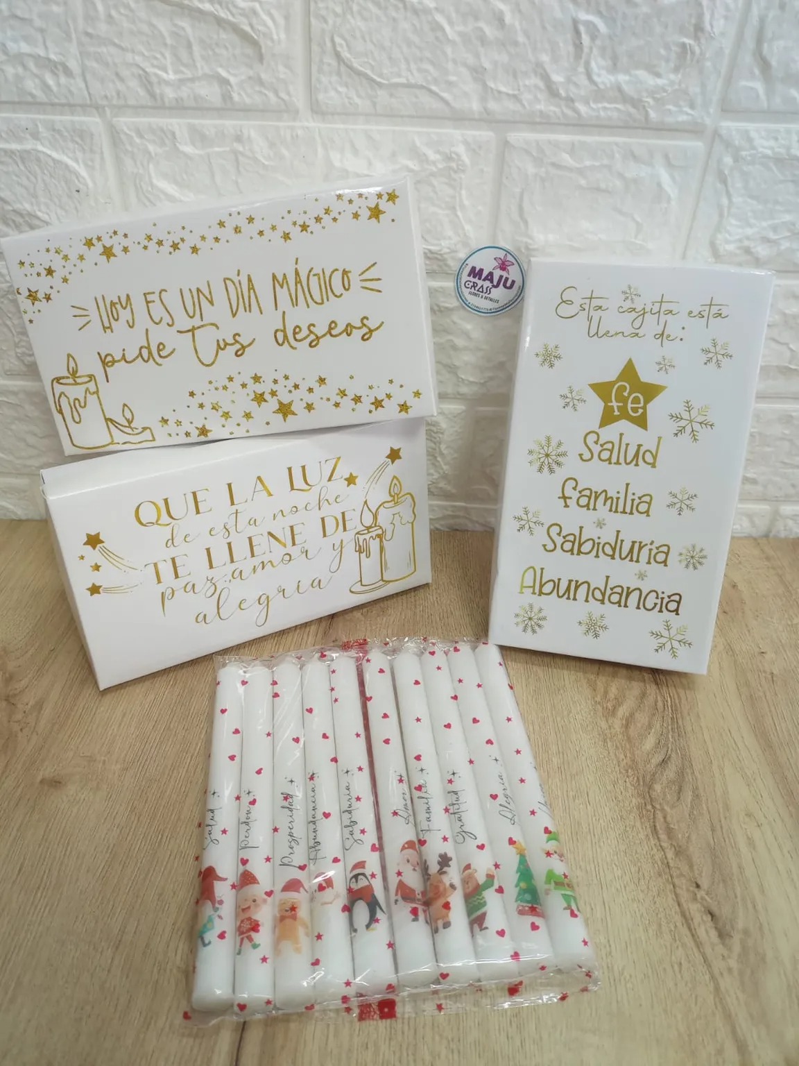 Set de Velas Navideñas de Intención con Cajas Decorativas