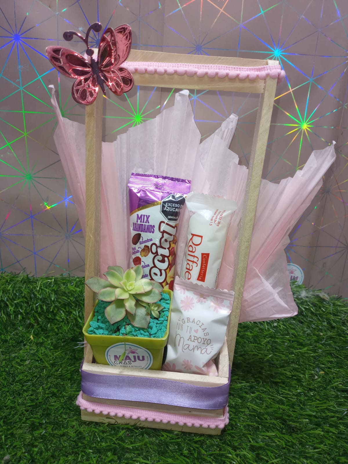 Cesta de Regalo 'Dulce Apoyo Mamá' con Suculenta y Snacks