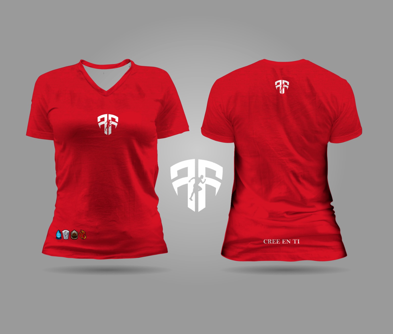 Camiseta Deportiva Roja con Cuello V "Cree en Ti"